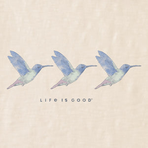 Life is Good. Women's Three Hummingbirds LS Oversized Tee, Putty White
