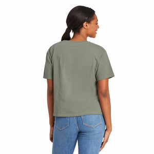 Life is Good Women's Butterfly Flutter Crusher SS Boxy Tee, Moss Green