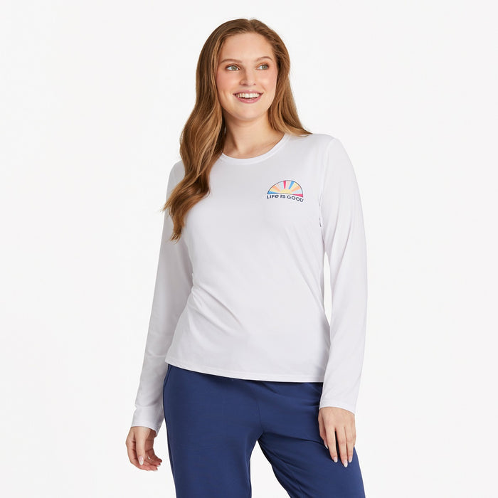 Life Is Good. Women'S The Ocean Is Magic LS Cationic Active Tee, Cloud White