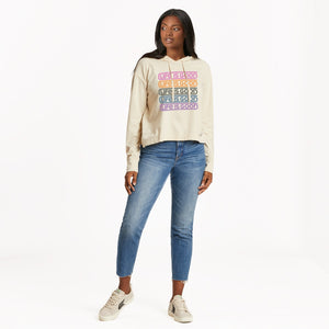 Life is Good Women's Retro Stack Life Crusher-Flex Hoodie, Putty White