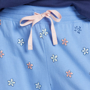 Life is Good Women's Vintage Flowers Sleep Pants, Cornflower Blue