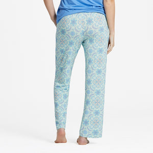 Life is Good Women's Turtle Mandala Pattern Lightweight Sleep Pants, Sage Green