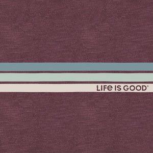 Life Is Good. Men's LIG Simple Stripe Textured Slub Tee, Mahogany Brown