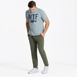 Life Is Good. Men's WTF SS Active Tee, Smoky Blue