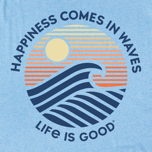Life Is Good. Men's Happiness Sunset LS Hoodie Active Tee, Cool Blue