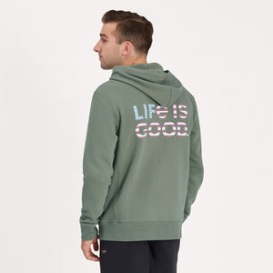 Life is Good. Men's Patriotic Simply True Fleece Zip Hoodie, Moss Green