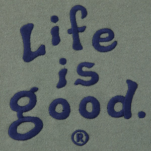 Life is Good. Men's LIG Vintage Word Simply True Fleece Crew, Moss Green