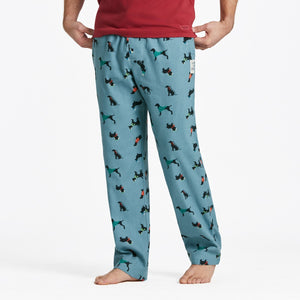 Life is Good. Men's Chilly Dogs Pattern Classic Sleep Pants, Smoky Blue