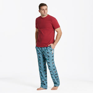 Life is Good. Men's Chilly Dogs Pattern Classic Sleep Pants, Smoky Blue