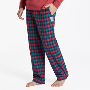 Life is Good Men's Holiday Red Check Classic Sleep Pants, Faded Red