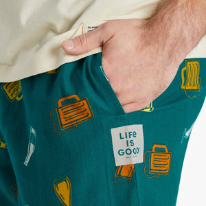 Life is Good Men's Craft Beer Pattern Classic Sleep Pants, Military Green