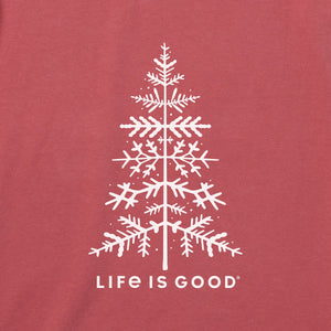 Life is Good. Women's Winter Tree LS Crusher Vee, Faded Red