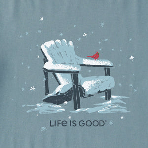 Life is Good. Women's Snowy Adirondack LS Crusher Vee, Smoky Blue