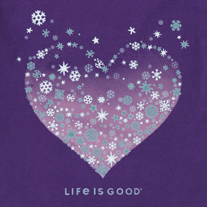 Life is Good. Women's Heart of Snowflake LS Crusher Vee, Deep Purple