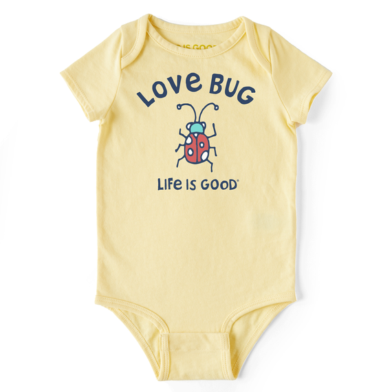 Life is Good. Baby Buggy Love Bug Crusher Bodysuit, Sandy Yellow