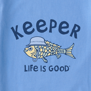 Life is Good. Baby Keeper Fish Hat Crusher Bodysuit, Cornflower Blue