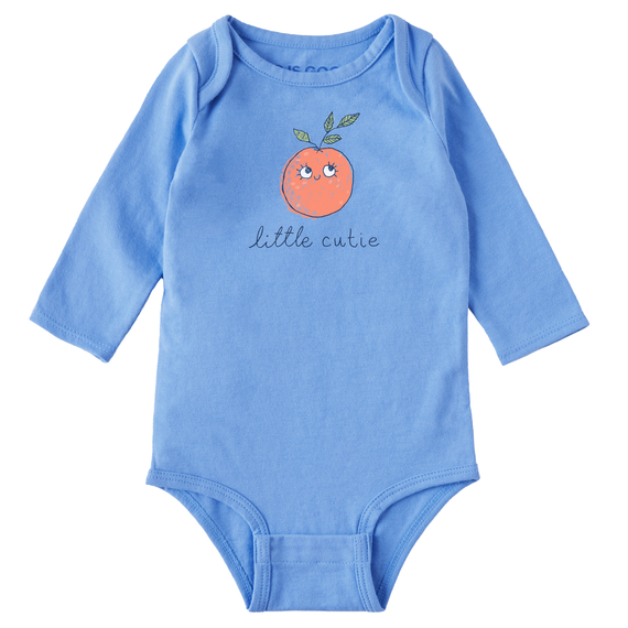 Life is Good. Baby Little Cutie Long Sleeve Crusher Bodysuit, Cornflower Blue