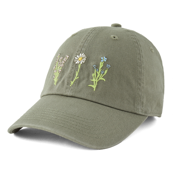 Life is Good. Detailed Wildflowers Chill Cap, Moss Green