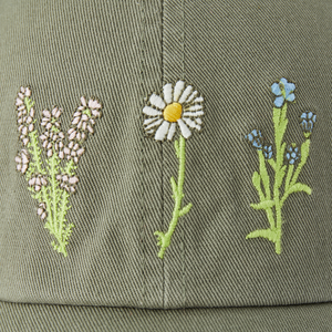 Life is Good. Detailed Wildflowers Chill Cap, Moss Green