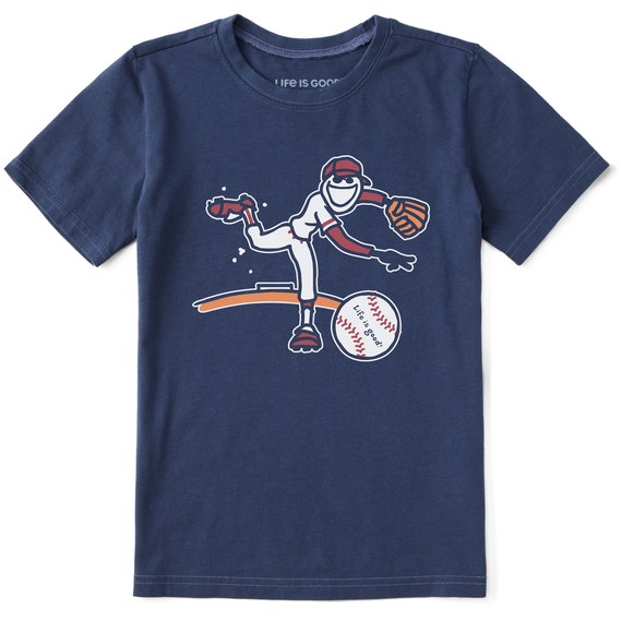 Life is Good. Kid's Jake Baseball Crusher Tee, Darkest Blue