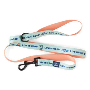 Life Is Good. Camping Icons Dog Leash, Sage Green