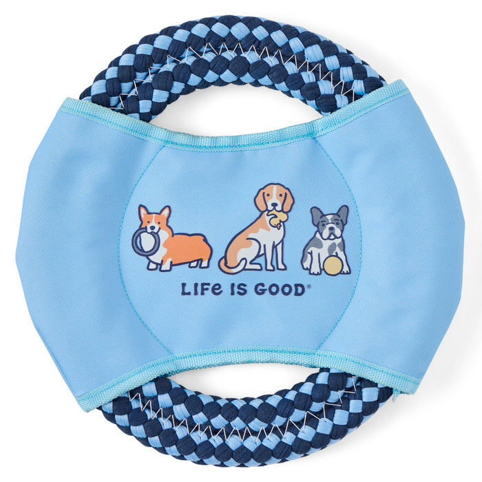 Life is Good x Chewy. Vintage Dogs Double Rope Disc, Cool Blue