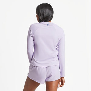 Life is Good. Women's Seashells Heart Long Sleeve Rashguard, Lilac Purple