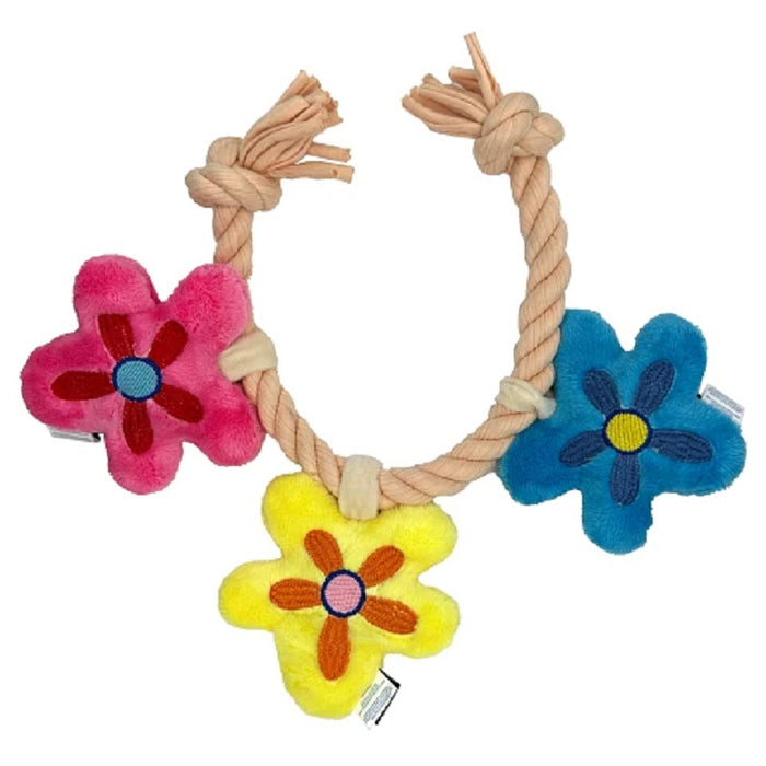 Life is Good. Flower Three Daisies Rope Toy, Multicolor