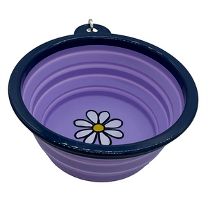 Life is Good. LIG Daisy Silicone Travel Dog Bowl, Lilac Purple