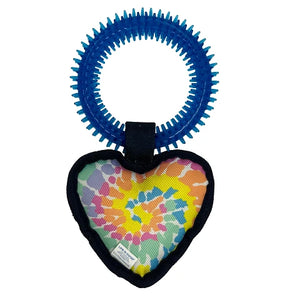 Life is Good. Tie Dye Heart Dog Toy, Multicolor