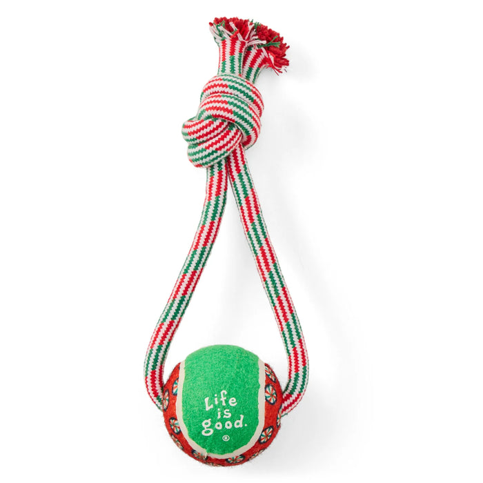 Life is Good. Knot Rope Tennis Ball Dog Toy