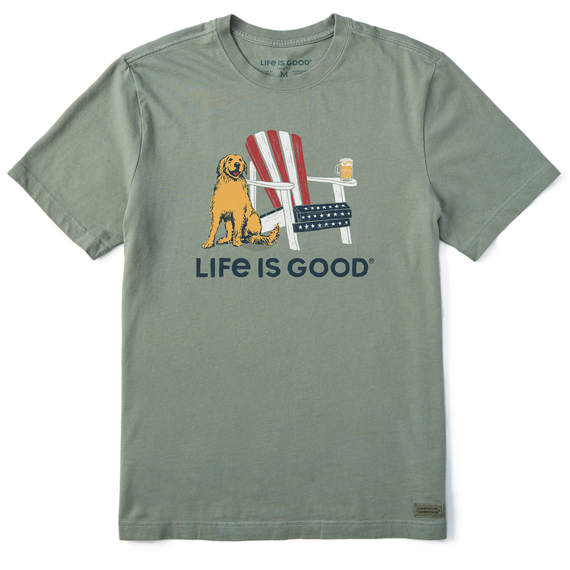 Life is Good. Men's American Adirondack Beer Crusher Tee, Moss Green