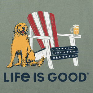 Life is Good. Men's American Adirondack Beer Crusher Tee, Moss Green