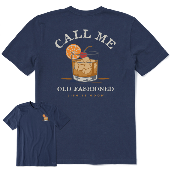 Life is Good. Men's Call Me Old Fashioned Crusher Tee, Darkest Blue