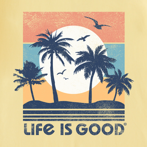 Life is Good. Men's Clean Beachy Palms Crusher Tee, Sandy Yellow