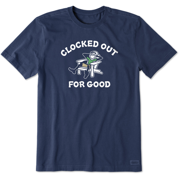 Life is Good. Men's Clocked Out for Good Crusher Tee, Darkest Blue