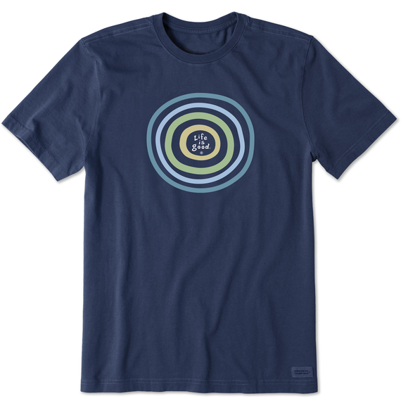 Life is Good. Men's Concentric SS Crusher Tee, Darkest Blue