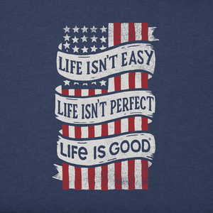 Life is Good. Men's Crafty Life isn't Easy Flag Short Sleeve Tee, Darkest Blue