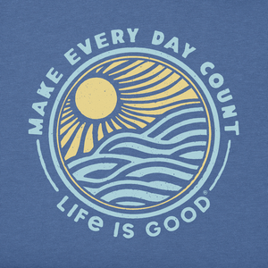 Life is Good. Men's Crafty Make Every Day Count Sunset Crusher Tee, Vintage Blue