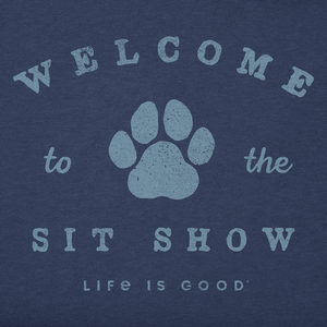 Life is Good. Men's Crafty Welcome to the Sit Show Short Sleeve Tee, Darkest Blue