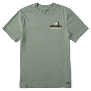 Life is Good. Men's Evergreen Silhouette Crusher Tee, Moss Green