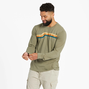 Life is Good. Men's Go Places Long Sleeve Crusher Tee, Moss Green