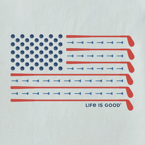Life is Good. Men's Golf Flag Long Sleeve Crusher-Lite, Fog Gray