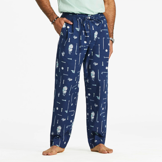 Life is Good. Men's Golf More Pattern Classic Sleep Pant, Darkest Blue