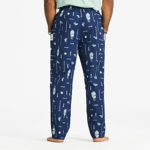 Life is Good. Men's Golf More Pattern Classic Sleep Pant, Darkest Blue