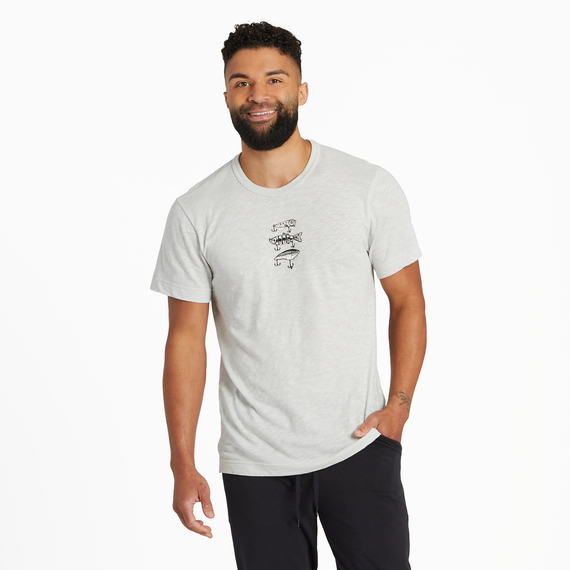 Life is Good. Men's Hooks and Tackle Textured Slub Tee, Fog Gray