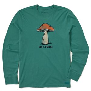 Life is Good. Men's I'm a Fungi Long Sleeve Crusher Tee, Spruce Green