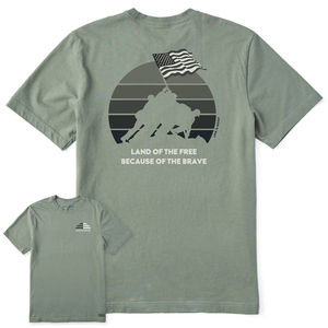 Life is Good. Men's Iwo Jima Crusher Tee, Moss Green