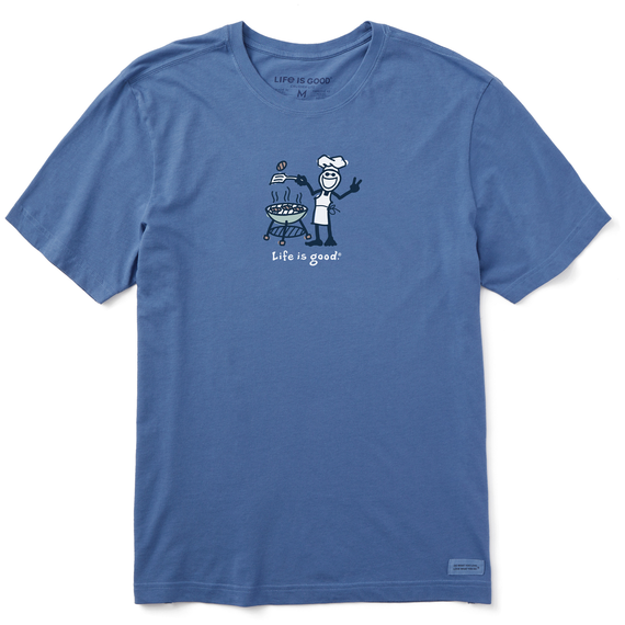 Life is Good. Men's Jake Grill Crusher Tee, Vintage Blue