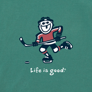Life is Good. Men's Jake Hockey Skate Long Sleeve Crusher Tee, Spruce Green